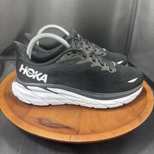Hoka One One Clifton 8 Womens Size 7.5B 1119394 BWHT Black White Shoes Used